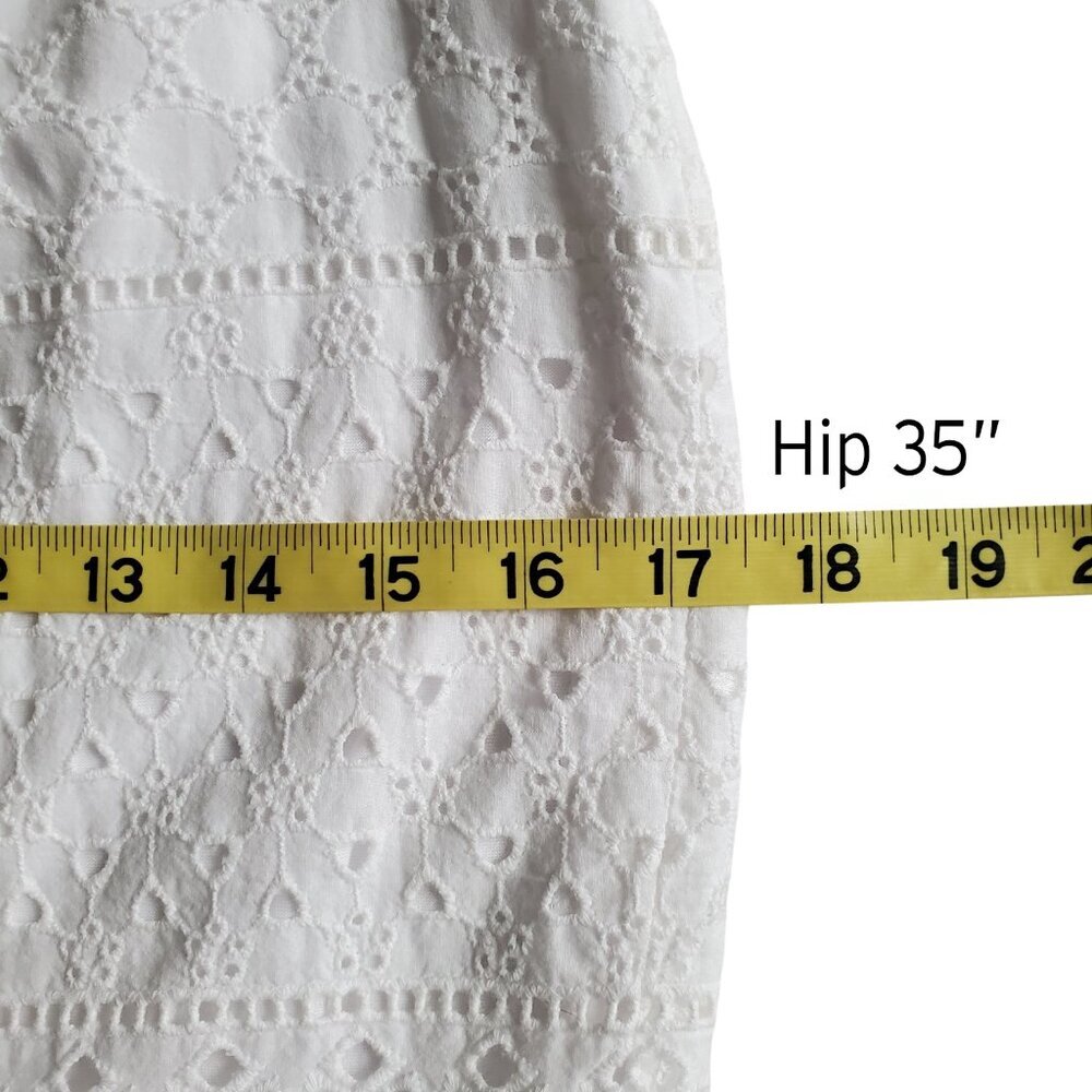 Gianni Bini White 100% Cotton Feminine Fishtail Eyelet Ruffle Hem Skirt M - Picture 12 of 13